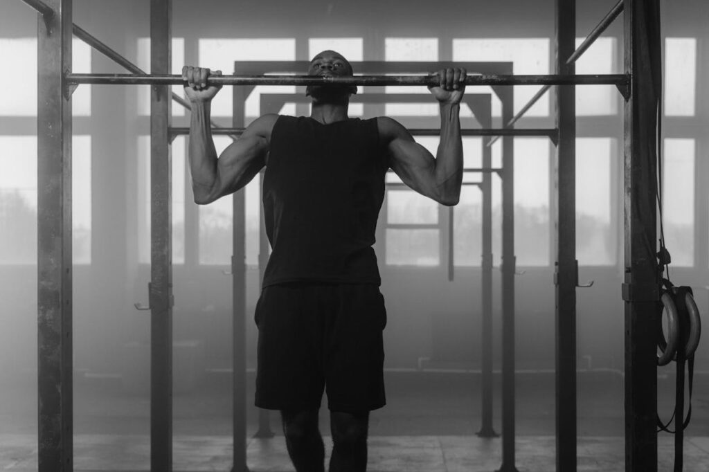pull-ups using the door gym or other equipment