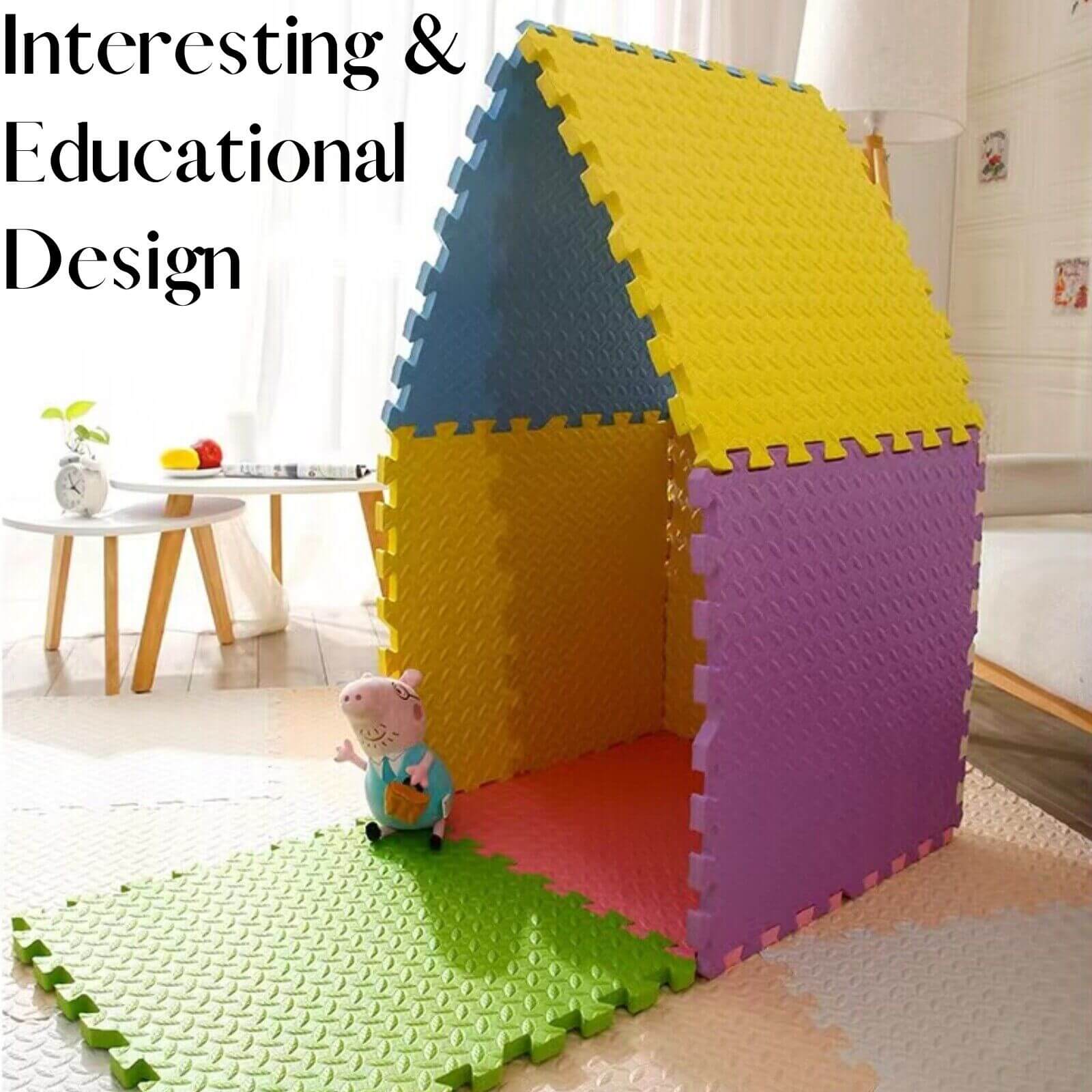 Interlocking soft foam gym flooring mats leaf or cross pattern - Image 9