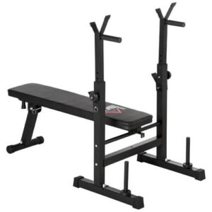 Adjustable Weight Bench with Barbell Rack and Dip Station