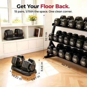 Adjustable dumbbell weight space saving